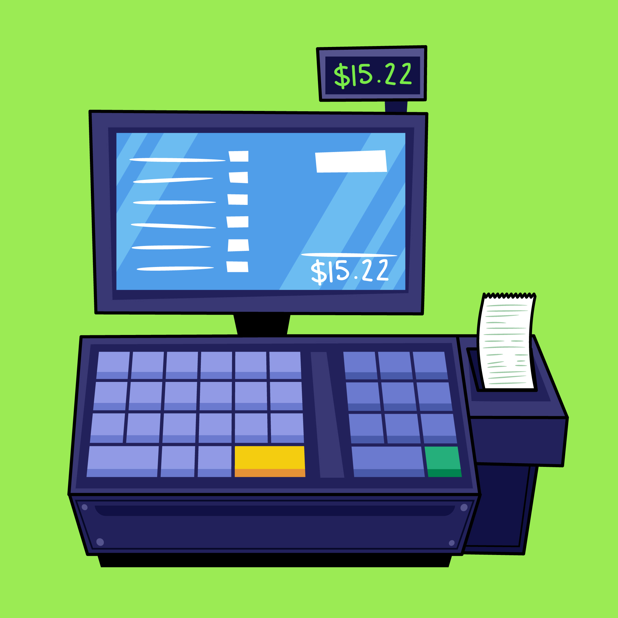 Using a POS is much like operating a basic cash register.