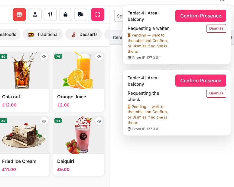 Table Ordering (Tastyigniter)