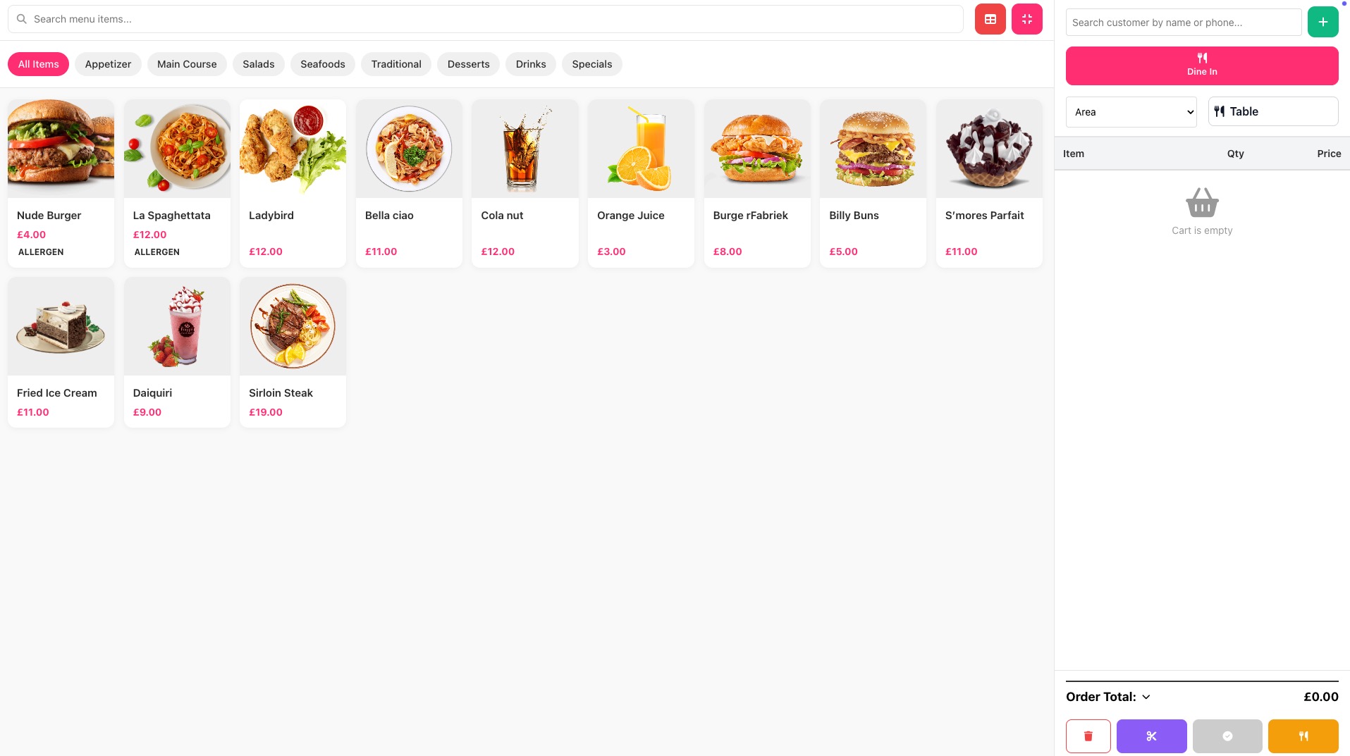 Dine-in (Tastyigniter)
